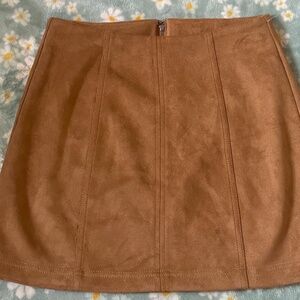 Brown Faux Suede Skirt